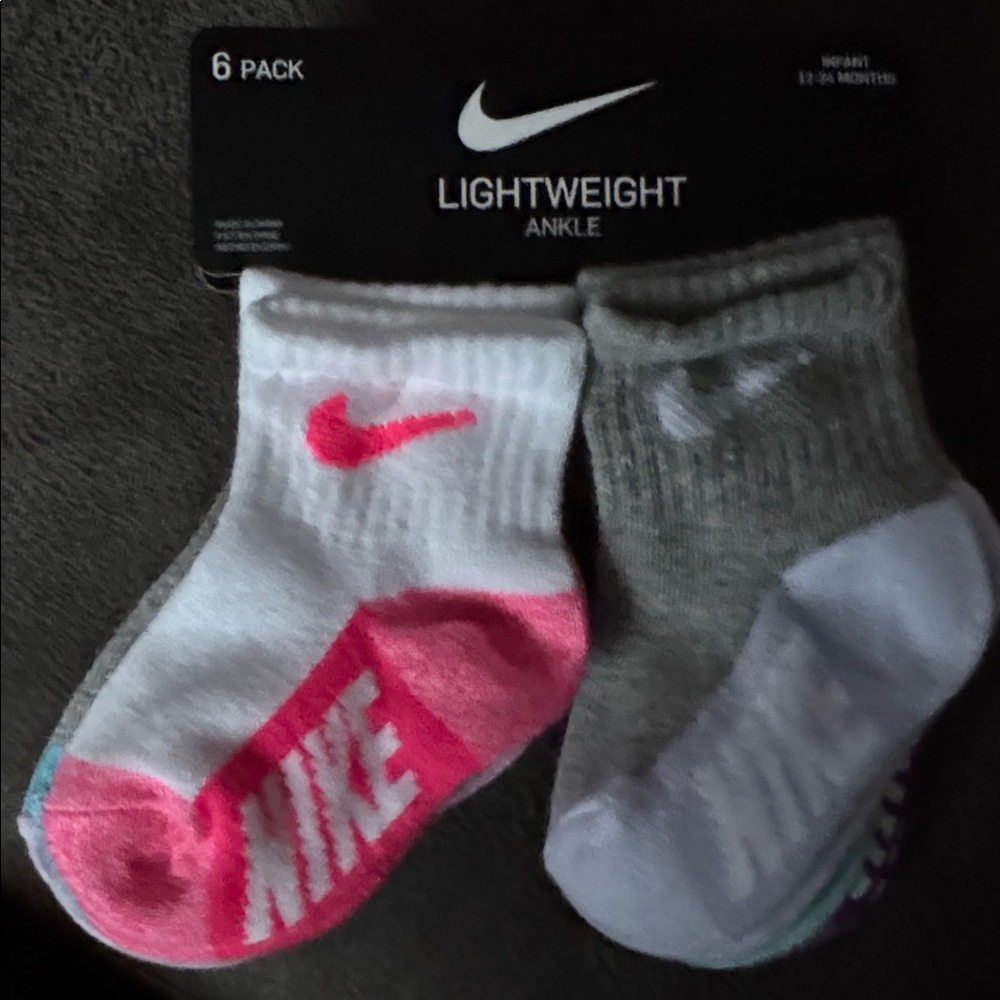 Nike Kids Ankle Socks - White, Pink, and Gray